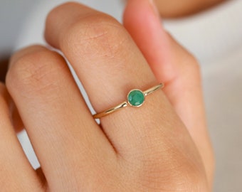 Emerald ring, gold ring, engagement ring, dainty ring, womens ring, gold filled, wedding ring, sterling silver, natural stone, gemstone ring