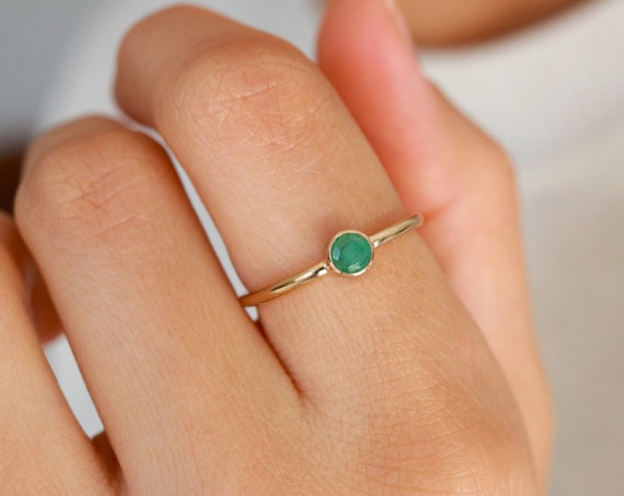 1Pc Modern Geometry Round Cut Emerald Stone CZ Ring Gold Yellow Women  Wedding Jewelry Finger Ring for Engagement Party Jewelry | SHEIN