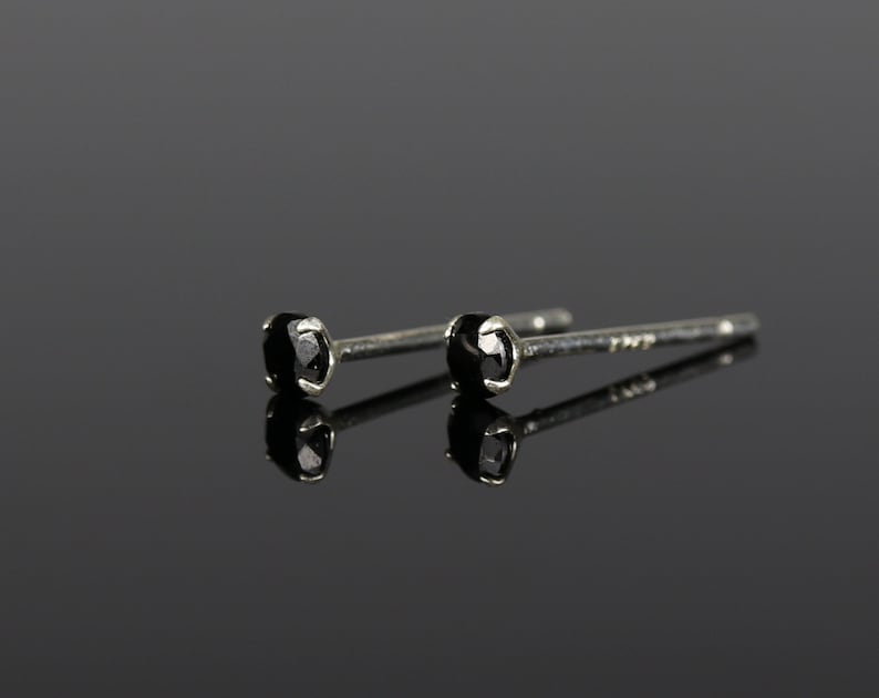 2mm Studs Black Stud Earrings S925 Earrings Minimalist Etsy Australia