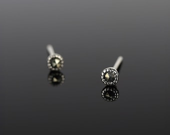 Marcasite stud earrings, minimalist earrings, sterling silver earrings, marcasite jewelry, silver jewelry, women jewelry, simple studs