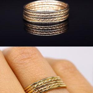 Set 3 gouden ringen, stapelbare ringen, 14k gevuld goud, midi ring, vrouwen ringen, delicate ring, gouden juweel, dunne ring, moderne ring afbeelding 4