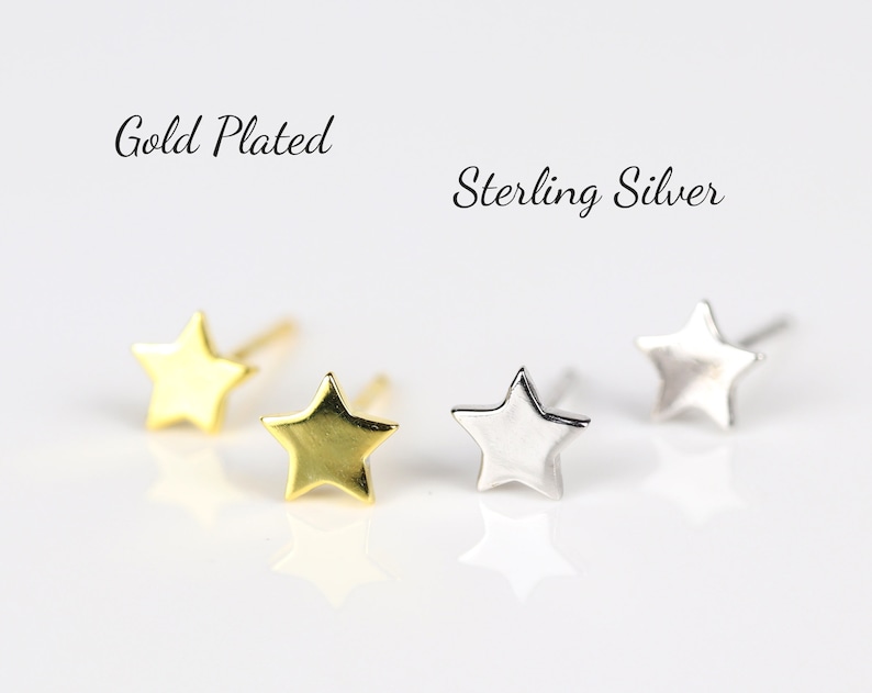 Gold star studs, tiny studs, celestial earrings, star earrings, minimalist earrings, star jewelry, celestial jewelry, gold plated studs image 6