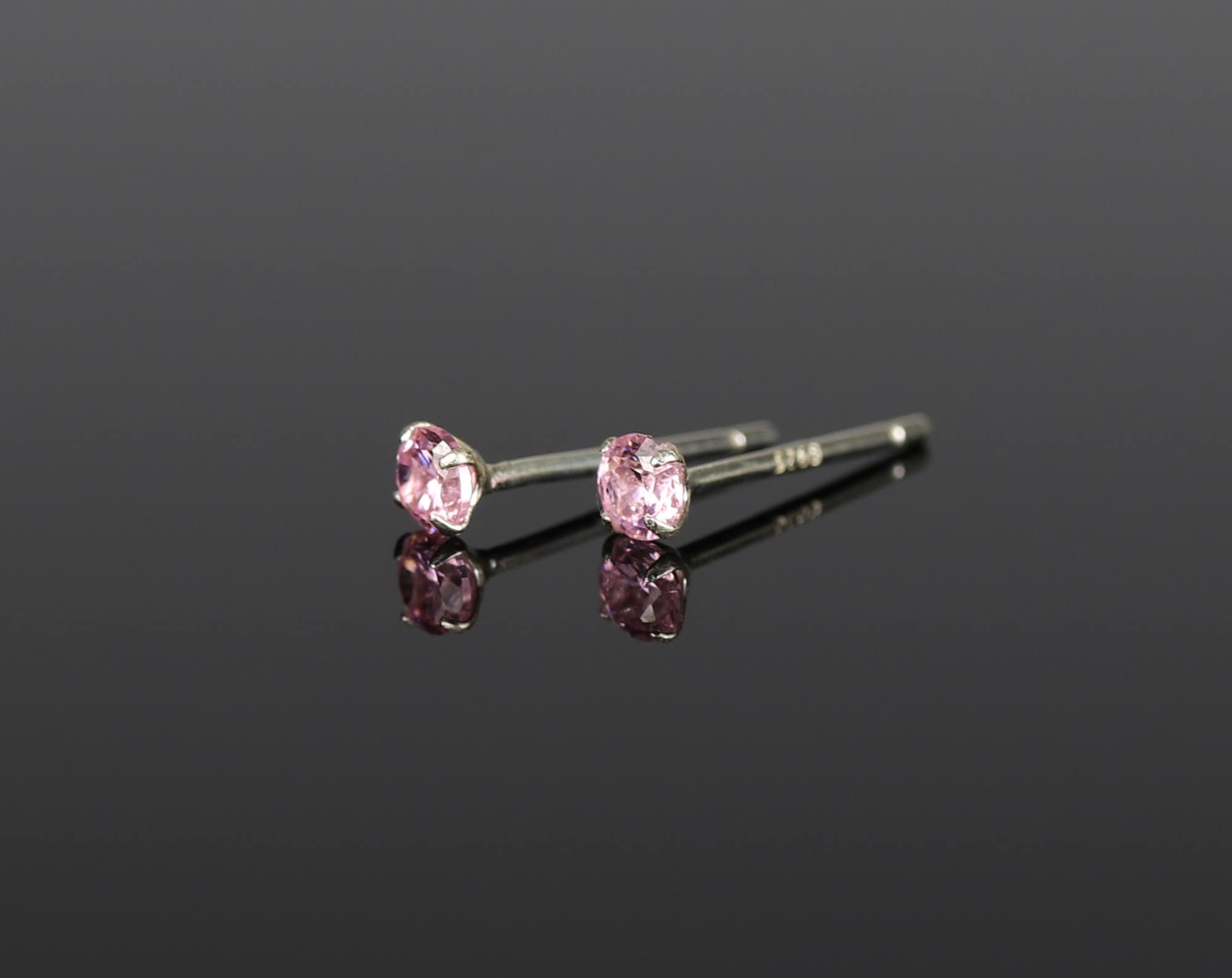 2mm Earrings Pink Stud Earrings Sterling Silver Studs Tiny Etsy Australia