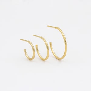Gold hoops, tiny earrings, 14k gold filled, thin earrings, mini hoops, gold earrings, simple hoops, gold huggies, slim hoops, gold jewelry image 2