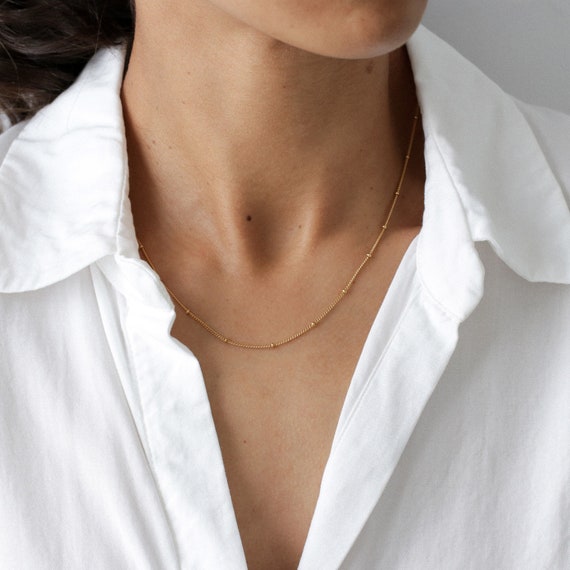 Collier or femme, collier satellite, collier minimaliste, collier perlé, collier superposé, collier délicat, collier ras de cou, argent 925
