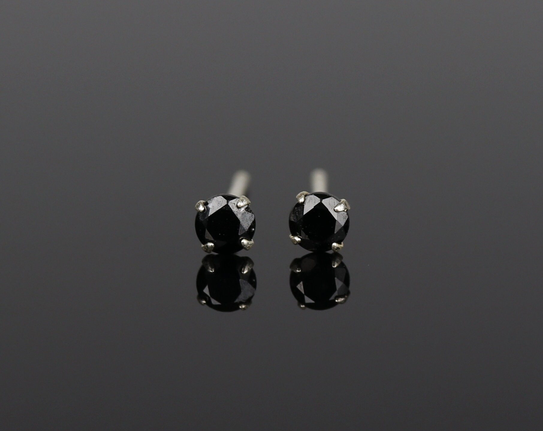 Boucles D'oreilles Puces En Céramique Noire - Argent Sterling, Style Minimaliste, Neuves