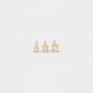 Minimalist studs, dainty earrings, simple earrings, sterling silver, tiny studs, small earrings, gold studs, everyday earring, 2mm 2.5mm 3mm image 2