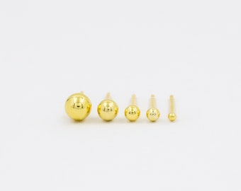 Minimalist studs, mini earrings, gold plated, sterling silver, tiny earrings, dainty studs, ball studs, gold jewelry, women earrings