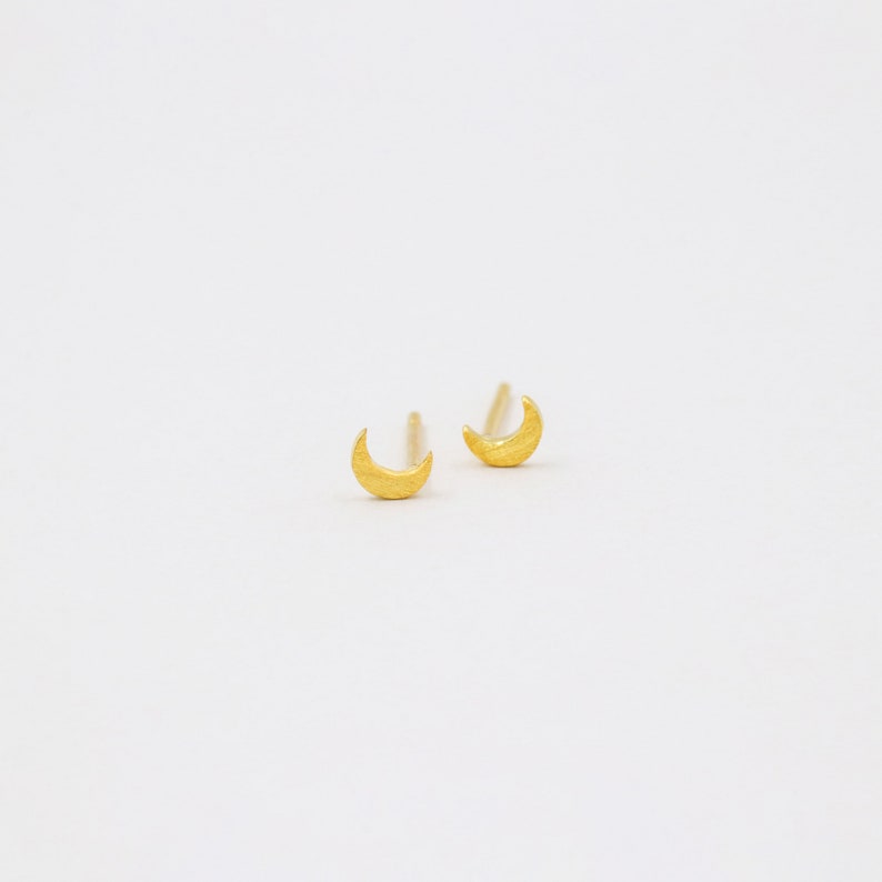 Moon studs, minimalist earrings, small studs, gold earrings, sterling silver, celestial studs, women jewelry, simple earring, silver jewelry image 3