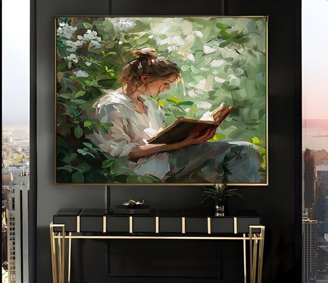 Antique Portrait Woman Reading | Vintage Print Bedroom Wall Decor L ...