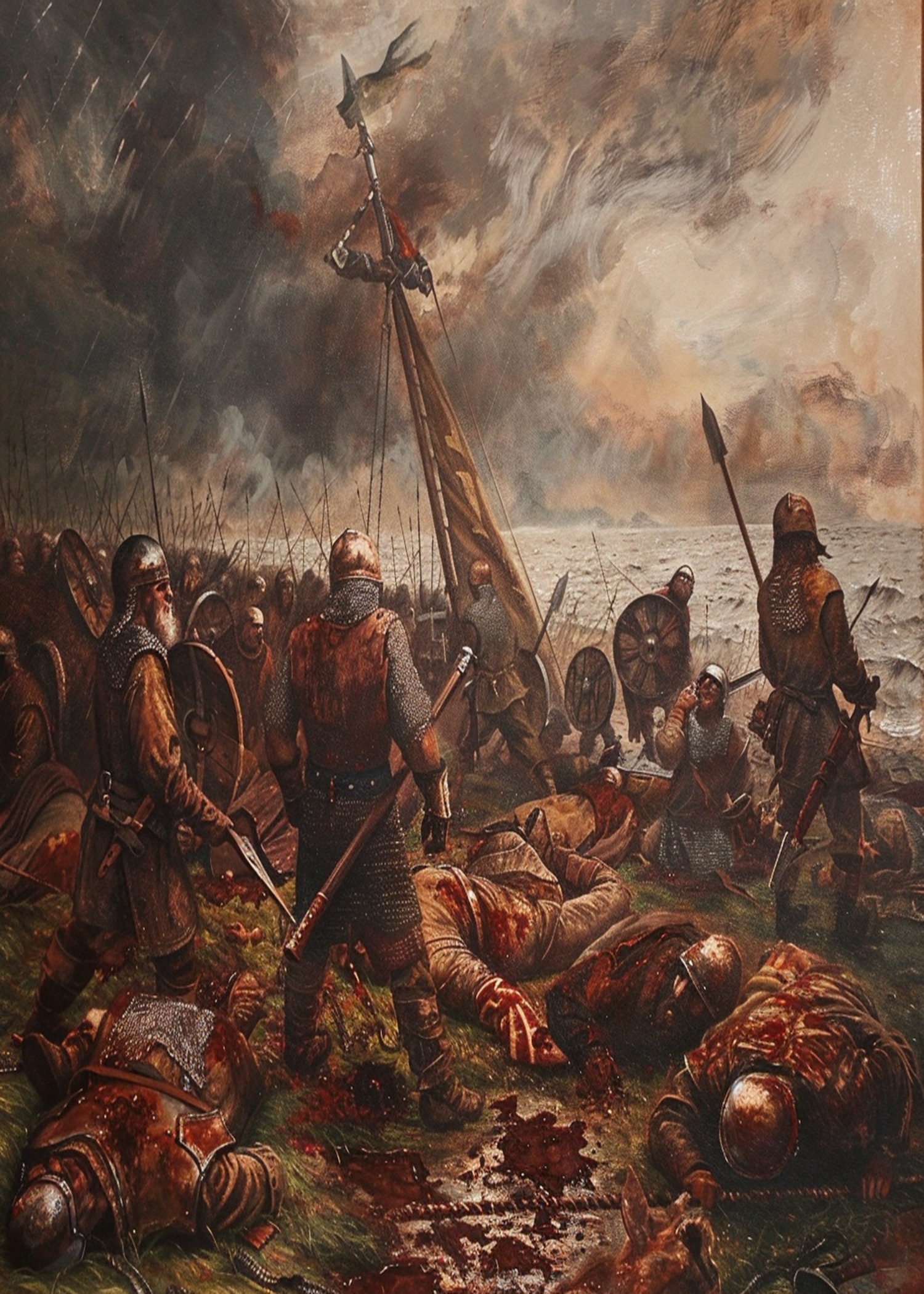 battlefield 絵画 Battlefield Vintage Painting | Spartan Viking Invasion Art L