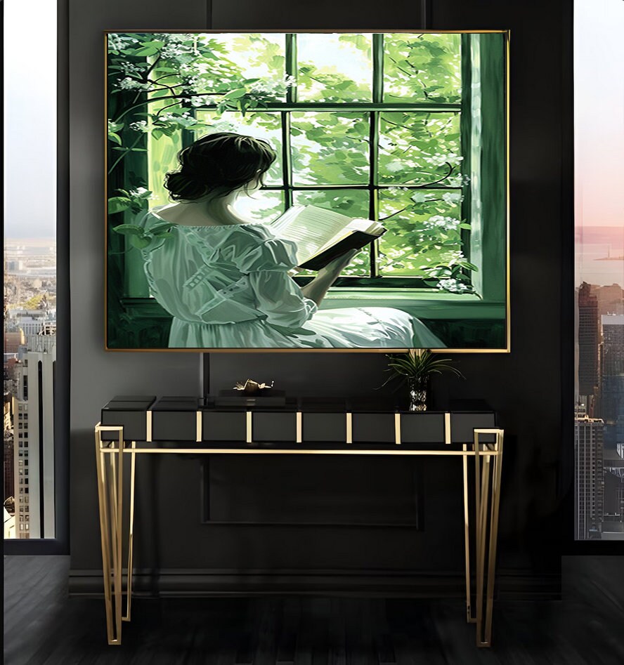 Antique Portrait Woman Reading | Vintage Print Bedroom Wall Decor L ...