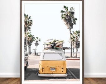 Camper Impresión Playa Decoración Wanderlust Pared Arte VW Bus Arte Decor VW Camper Decor Beach Cartel VW Bus Decor Surfboard Pared Art Beach Impresión