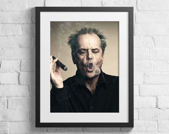 Jack Nicholson art Jack Nicholson poster Jack Nicholson Wall Art Jack Nicholson Cigar Modern art Printable wall art Home Decor