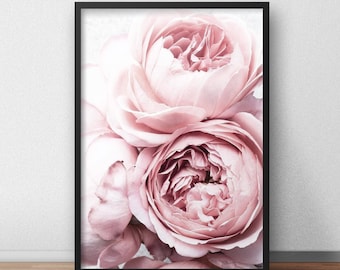 Floral Print Office Living Room Flower Photograph Farmhouse Art Romantic Wall Art for Bedroom Peony Flower Print Painterly Peonies
