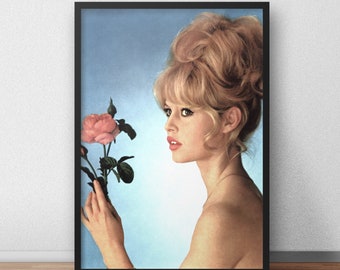 Impression d'art vintage Brigitte Bardot, portrait tendance sur papier glacé