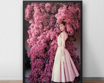Audrey Hepburn Fashion Print, Vintage Hollywood Photography, Wall Art