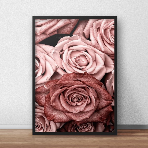 Rose Print, Roses Wall Art, Blush Pastel Pink, Pink Roses Print, Printed and Shipped, Flower Photography, Poster Print, Scandinavian Print