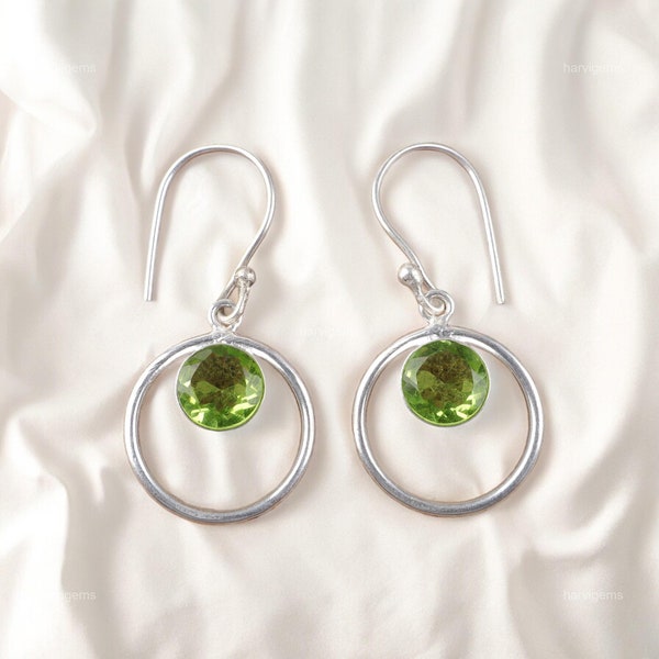 100% Genuine Peridot Earrings, Gemstone Earrings, GREEN Drop & Dangle Earrings, 925 Sterling Silver Jewelry, Wedding Gift, Earrings For Her