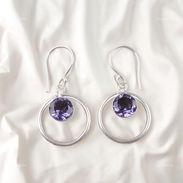 Elegant Iolite Earrings, Gemstone Earrings, PURPLE Drop & Dangle Earrings, 925 Sterling Silver Jewelry, Anniversary Gift, Earrings For Love
