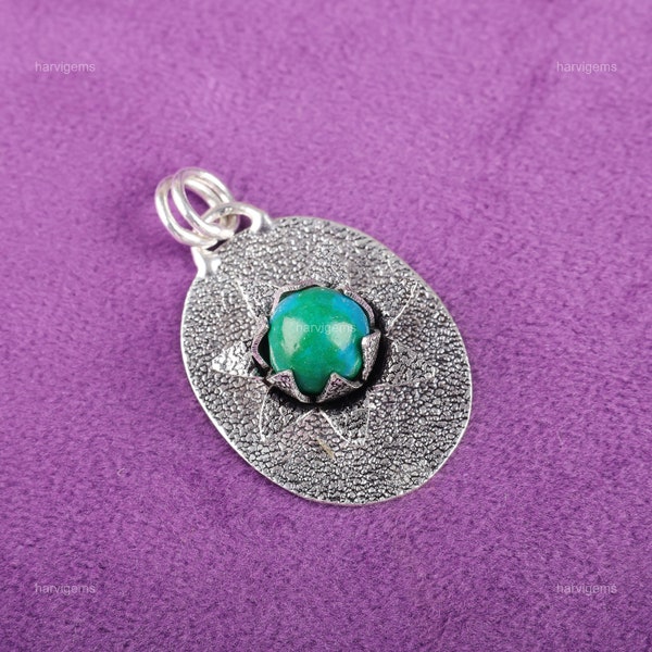 Rare Chrysocolla Pendant, Gemstone Pendant, Green Pendant, 925 Sterling Silver Jewelry, Engagement Gift, Pendant For Mother