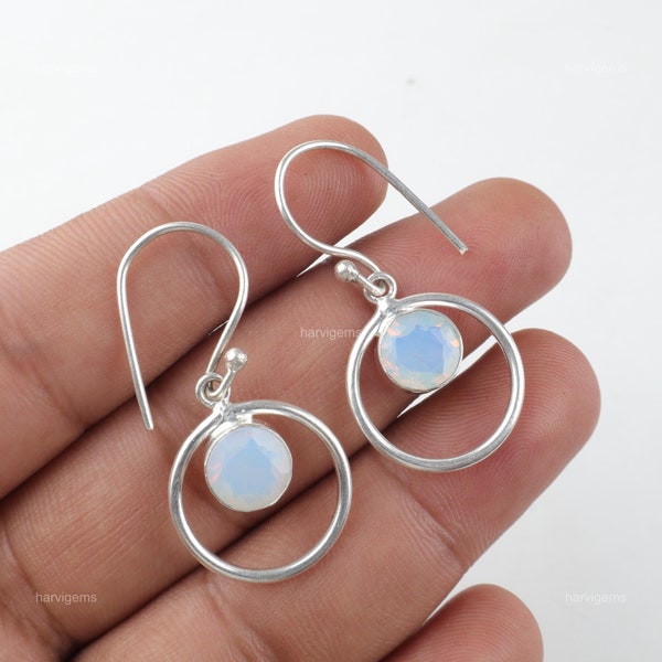 Exquisite Milky Opal Earrings, Gemstone Earrings, WHITE Drop & Dangle Earrings, 925 Sterling Silver Jewelry, Wedding Gift, Earrings For Her