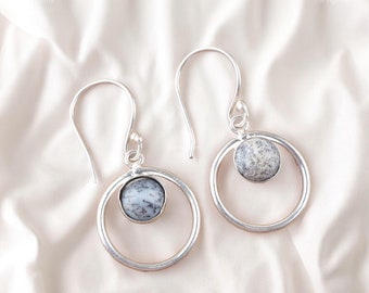 Rare Dendritic Opal Gemstone Earrings, WHITE Drop & Dangle Earrings, 925 Sterling Silver Jewelry, Anniversary Gift, Earrings For Mother