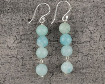 Valuable Aquamarine Dyed Gemstone Earrings, Blue Drop & Dangle Earrings, 925 Sterling Silver Jewelry, Wedding Gift, Earrings For Brides Maid