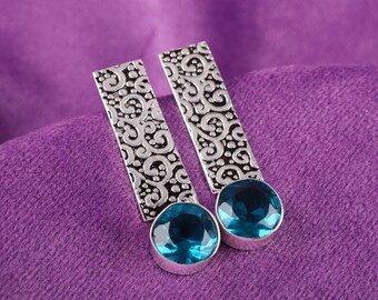 Apatit Ohrringe, Apatit 925 Sterling Silber Edelstein handgemachte Ohrring baumeln Ohrringe für Frauen. Apatit Ohrringe Geschenke für sie.
