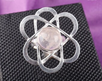 Elegant Rose Quartz Ring, Gemstone Ring, Pink Band Ring, 925 Sterling Silver Jewelry, Anniversary Gift, Ring For Love