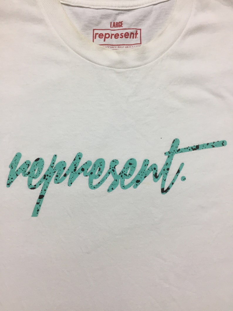 vintage 90s REPRESENT tshirt logo spell out british brit pop brand and sport casual style streetwear size XL