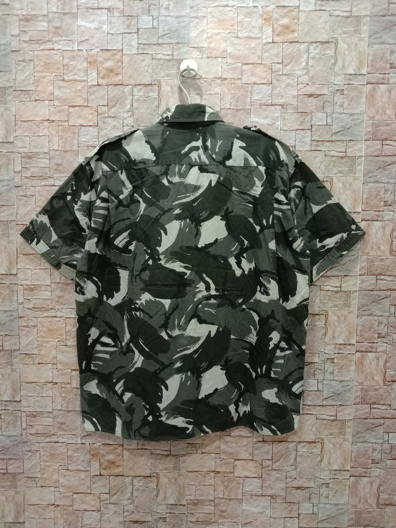 vintage 90s homless camo army military oxford button down shirt streetwear size m