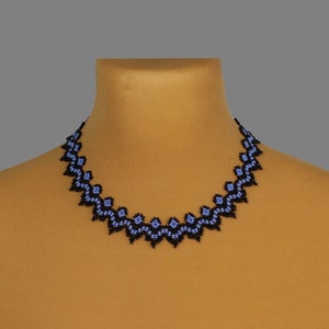 Blue & Black Beaded Necklace: Elegant Czech Bead Jewelry
