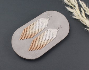 Gradient Seed Bead Earrings: Unique Bridal Wedding Jewelry