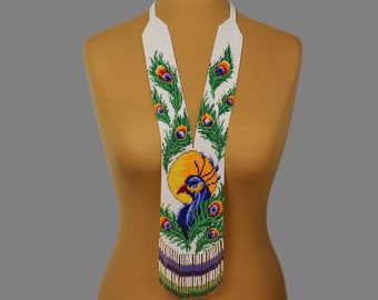 Bird beaded necklace, Boho necklace handmade jewelry for women