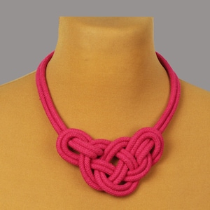 Rope necklace for woman, Braided textile Necklace, Best gift for sister, Everyday knotted necklace, Cotton Cord Necklace,