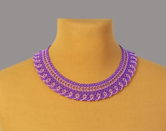 Purple Bead Necklace – Handmade Beaded Jewelry, Elegant Necklace for Women