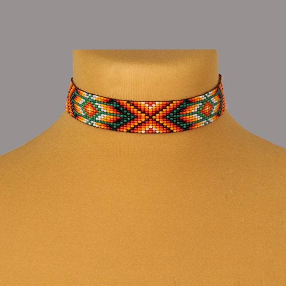 Beaded Choker Necklace: Handwoven Czech Glass Beads - Etsy