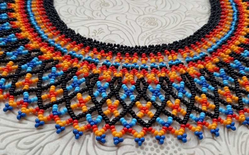 Elegant beaded necklace Native American Necklace Collar lace Gift idea Collar bead necklace Necklace handmade Dainty beaded necklace