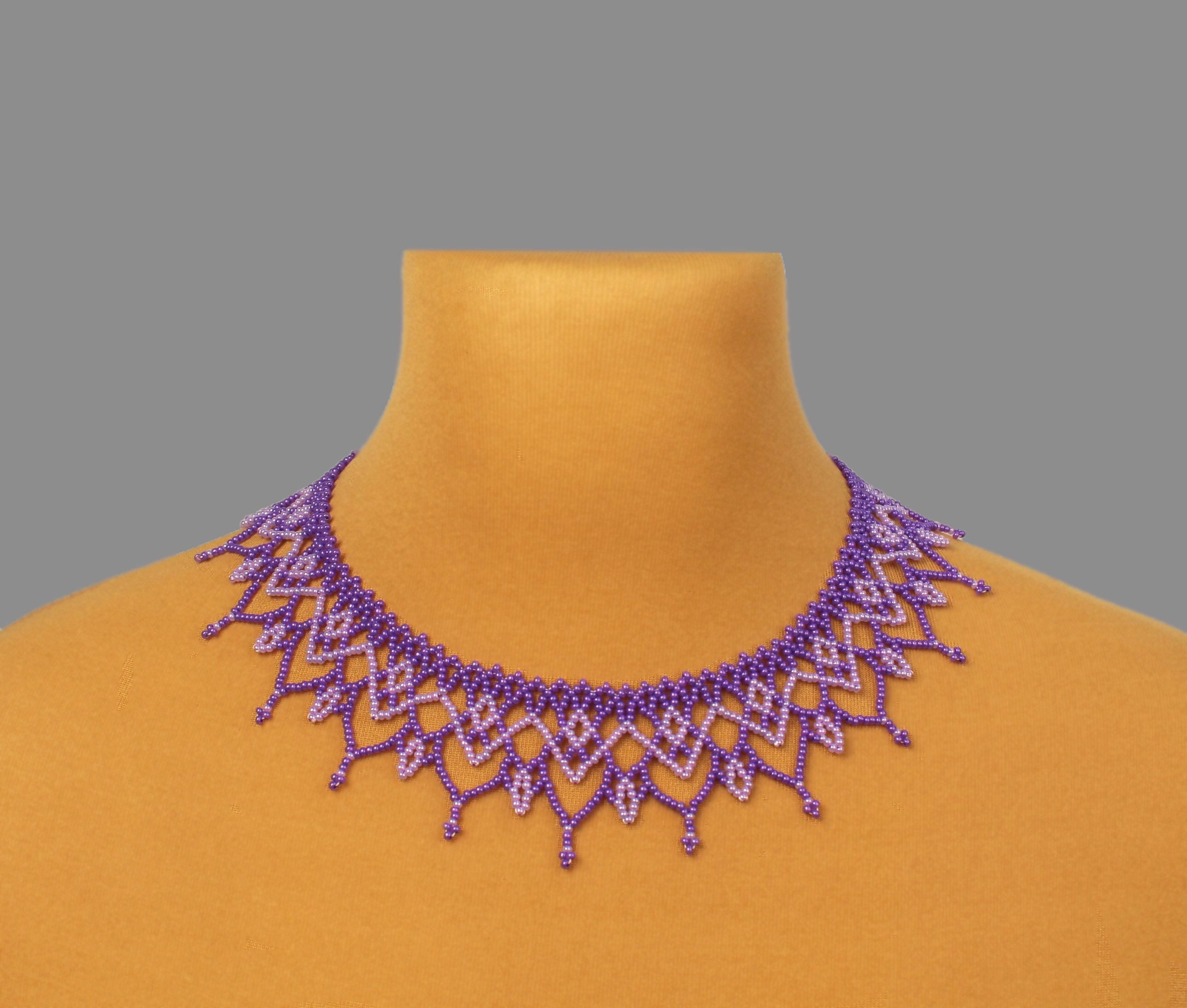 Handmade Purple Beaded Necklace: Czech Glass Collar Jewelry - Etsy
