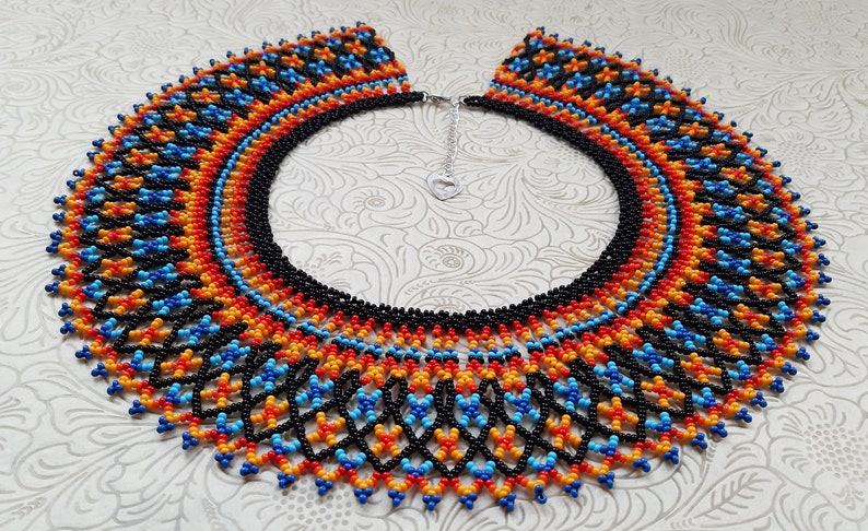 Elegant beaded necklace Native American Necklace Collar lace Gift idea Collar bead necklace Necklace handmade Dainty beaded necklace