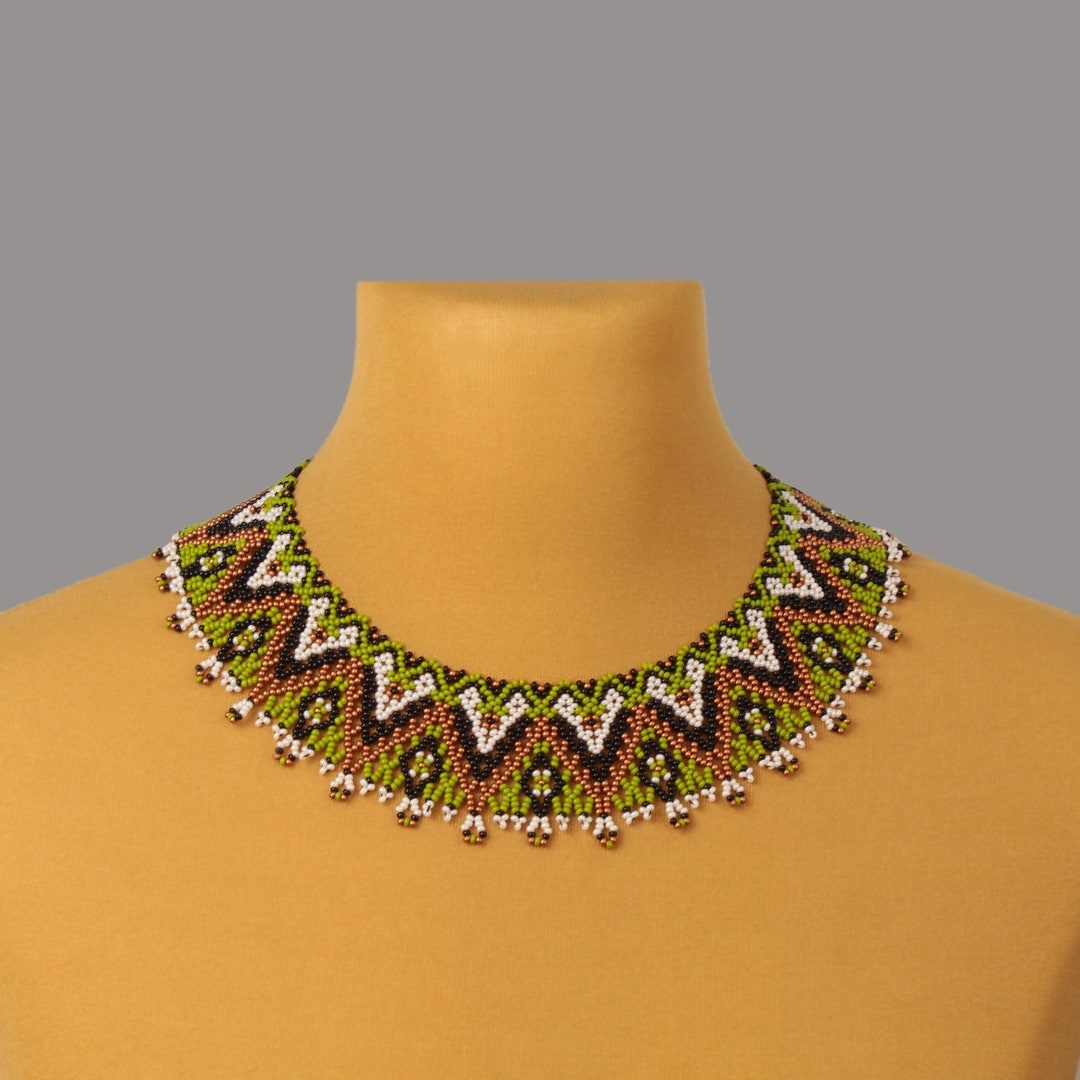 Handmade Seed Bead Collar Necklace: Boho Woven Jewelry - Etsy