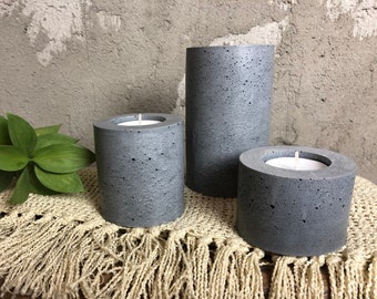 Concrete Tea Light Holder Set: Modern Table Decor