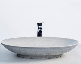 Concrete Vessel Sink | Bathroom Sink | Sink | Oval Sink | Vessel Sink | Wash Basin | Bathroom Washbasin | Oval Wash Basin | White Concrete