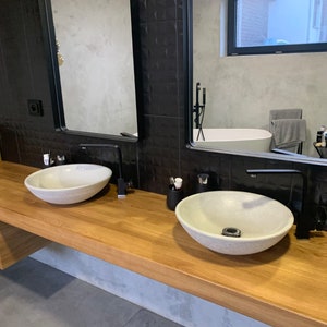 Lavabo de hormigón blanco / Lavabo de sobremesa / Lavabo redondo / Lavabo de hormigón / Lavabo de baño / Lavabo de encimera