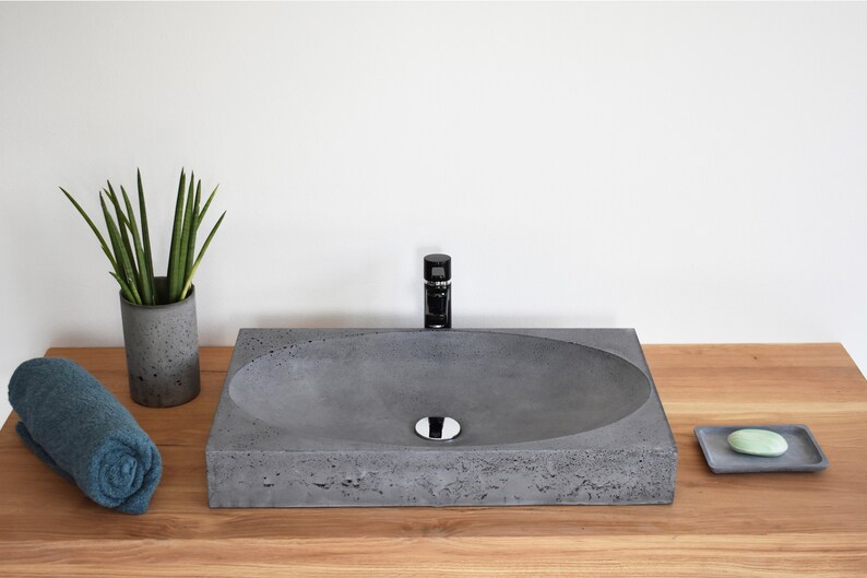 Concrete Bathroom Sink Vessel Sink Wash Basin Countertop Etsy