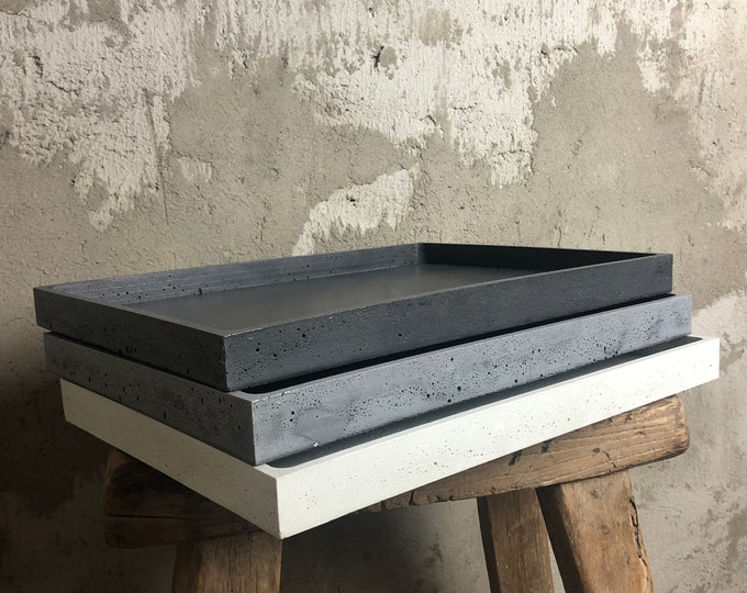 Concrete Rectangle Tray Handmade: Modern Home Decor (14.56 x 10.63"/ 37 x 27 cm)