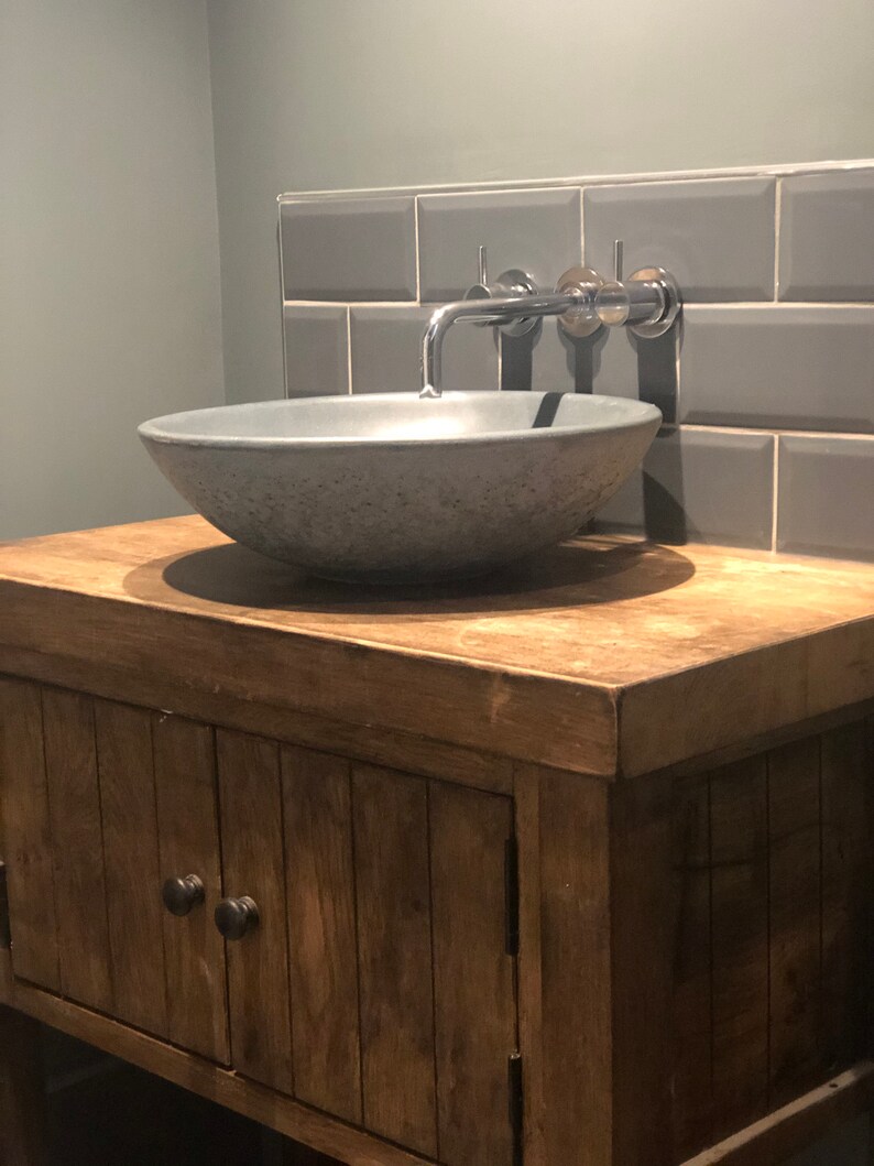 White Concrete Sink Vessel Sink Round Sink Concrete Etsy