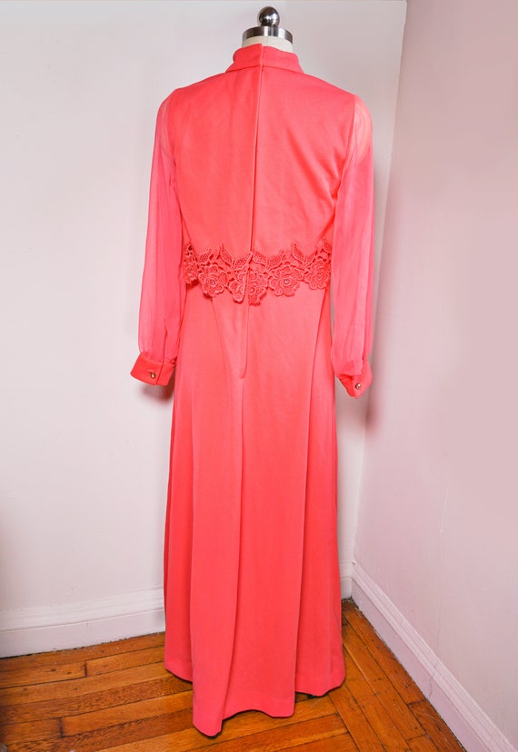 Vintage Coral Maxi Dress with rhinestone details … - image 3