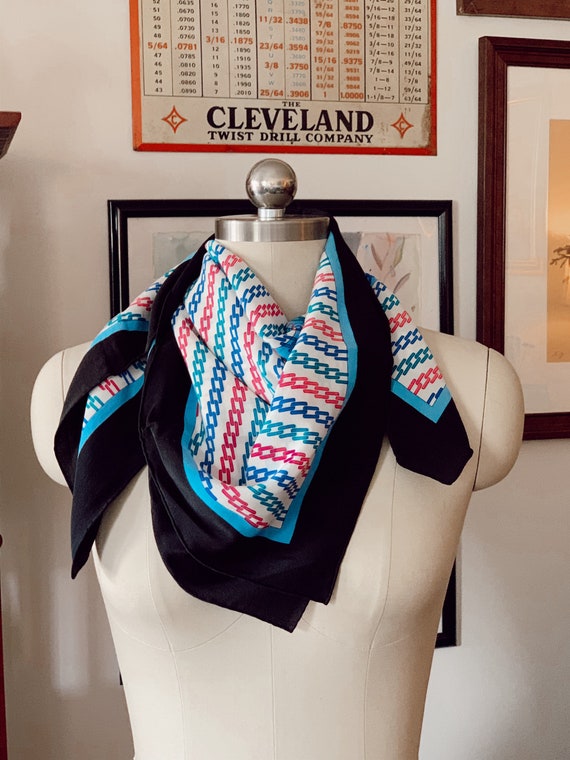 Vintage CARTIER " Silk Scarf,Must de" Blue Double C L… Gem